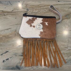 Handmade Genuine Cowhide Wristlet with fringe